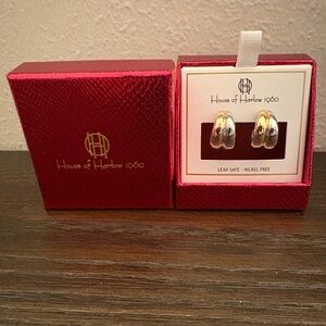 NEW House of Harlow 1960 Two Tone Hoop Earrings